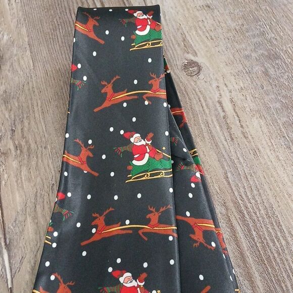 Christmas Necktie Christmas Party Fun Christmas Theme Print Tie Santa Reindeer - Picture 3 of 5